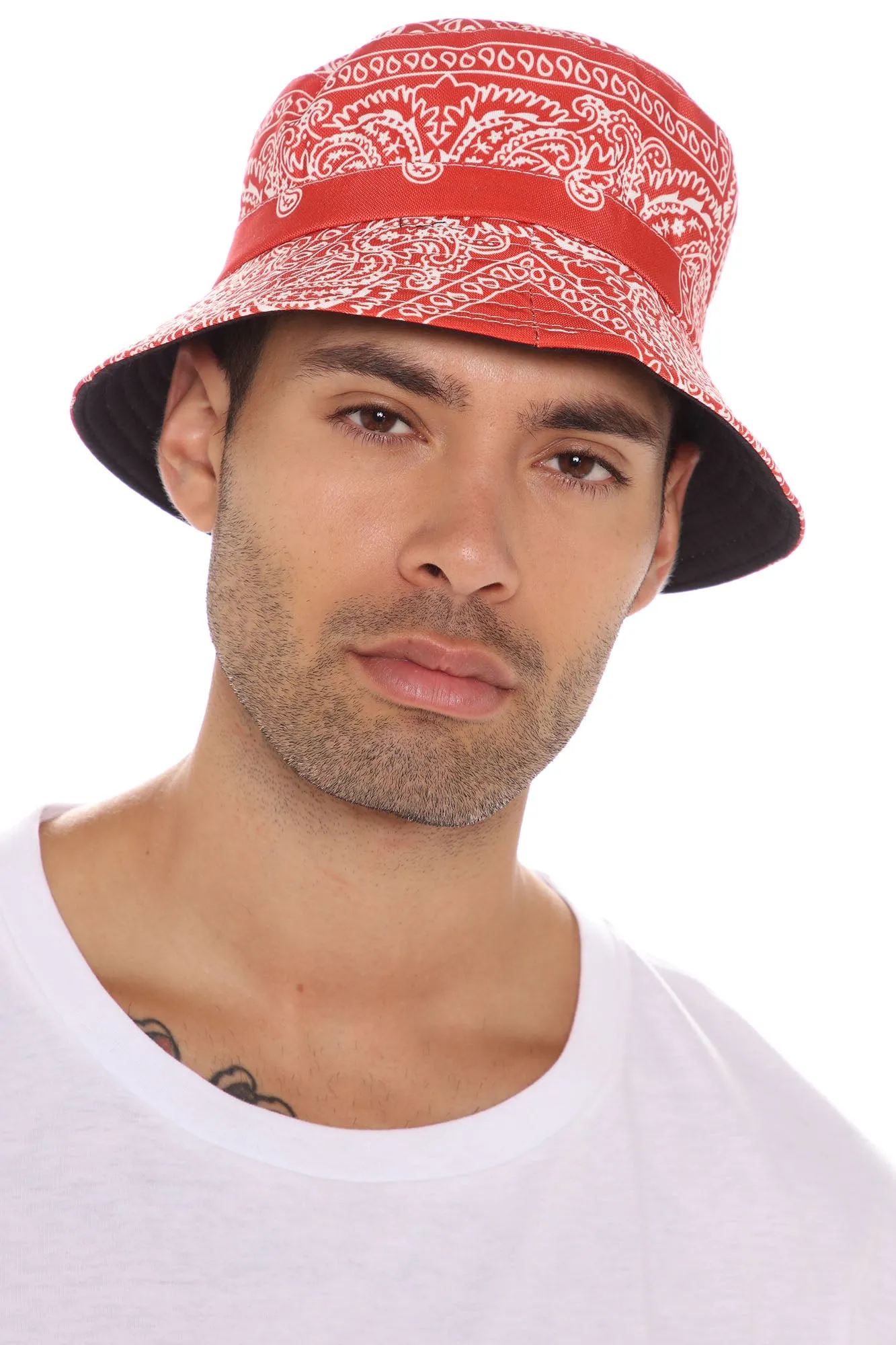 90's Bandana Bucket Hat - Red