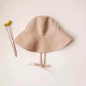 Beige Linen Wide Brim Sun Hat