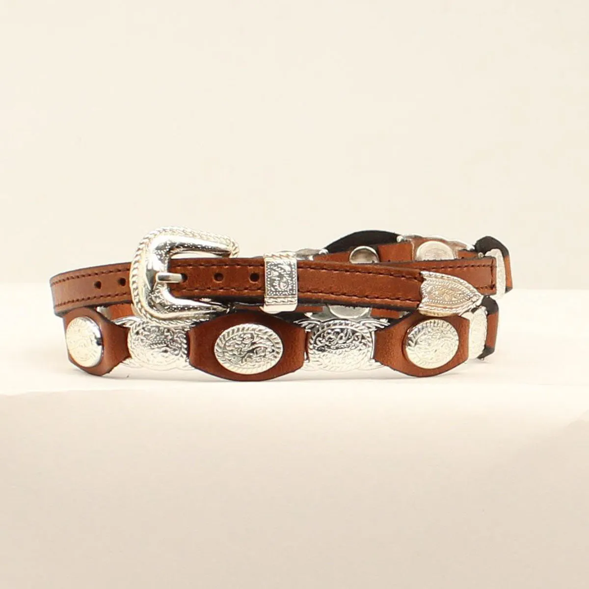 Black Leather & Oval Concho Hat Band