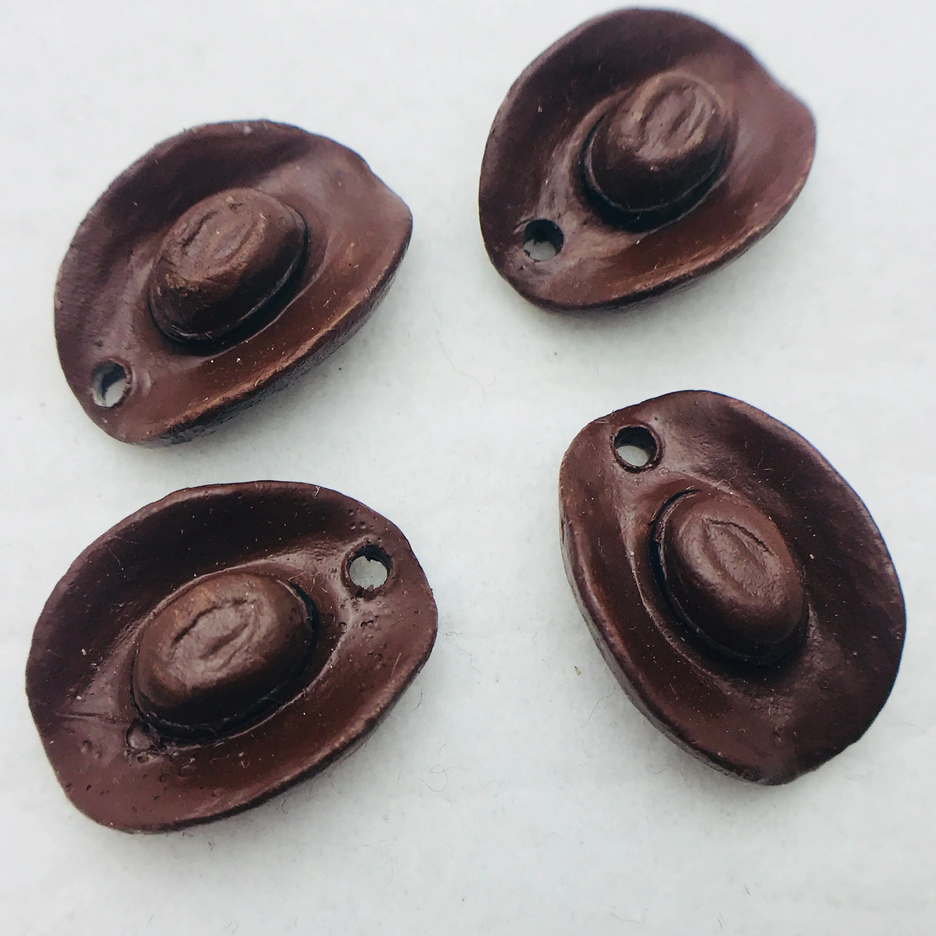 Brown Cowboy Hat Peruvian Ceramic Bead