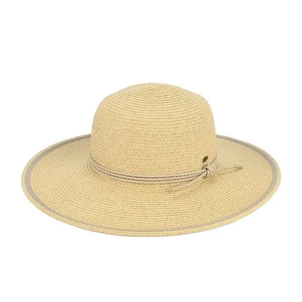 C.C. Wide Brim Sun Hat w/ Rope Detail