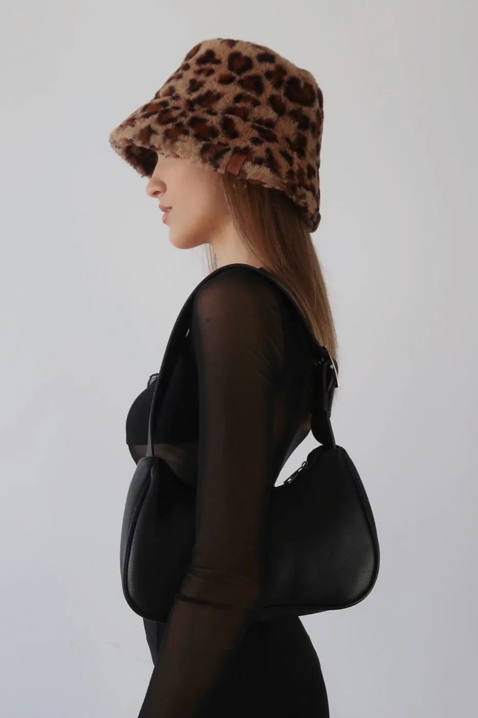 Cheetah print faux fur hat