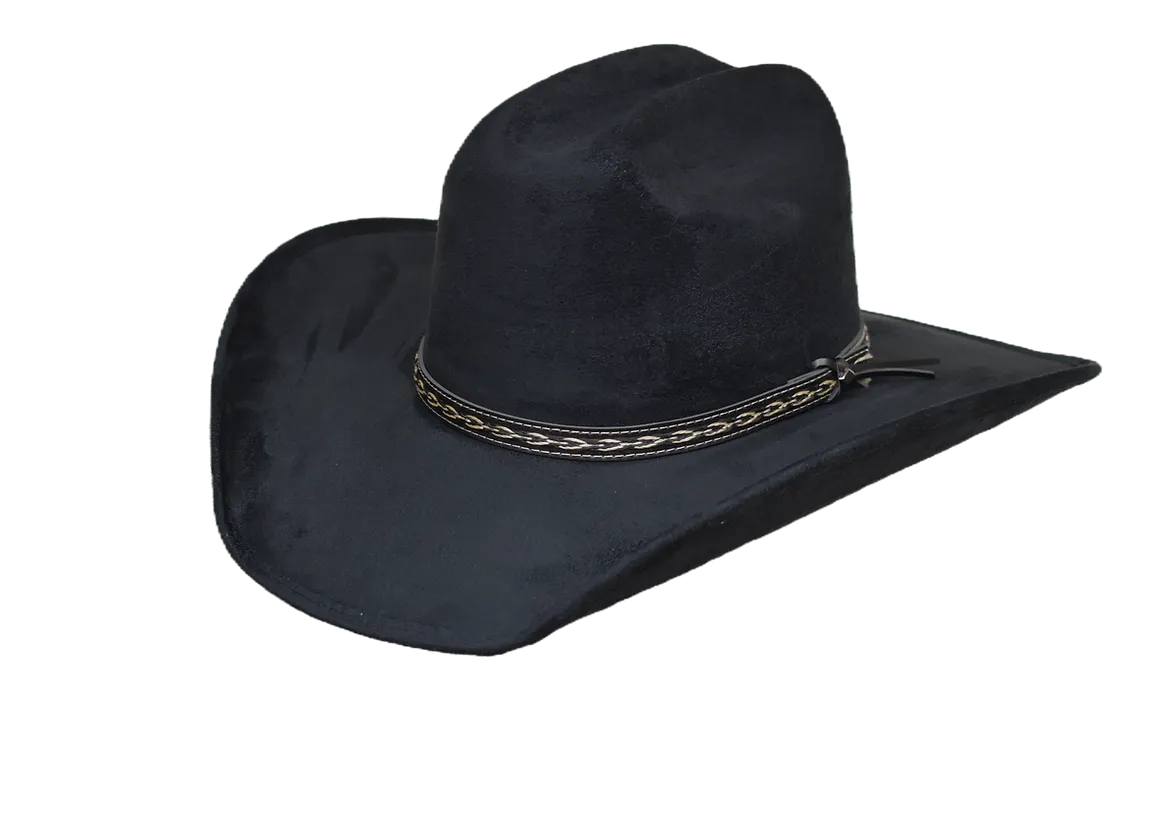 Child's Black Suede Hat w/ Leather Hat Band