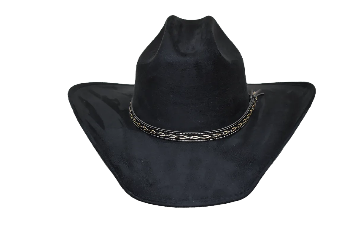 Child's Black Suede Hat w/ Leather Hat Band