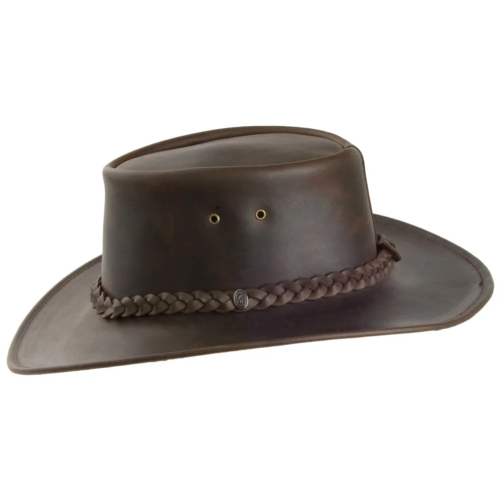 Crushable Leather Outback Hat - Brown