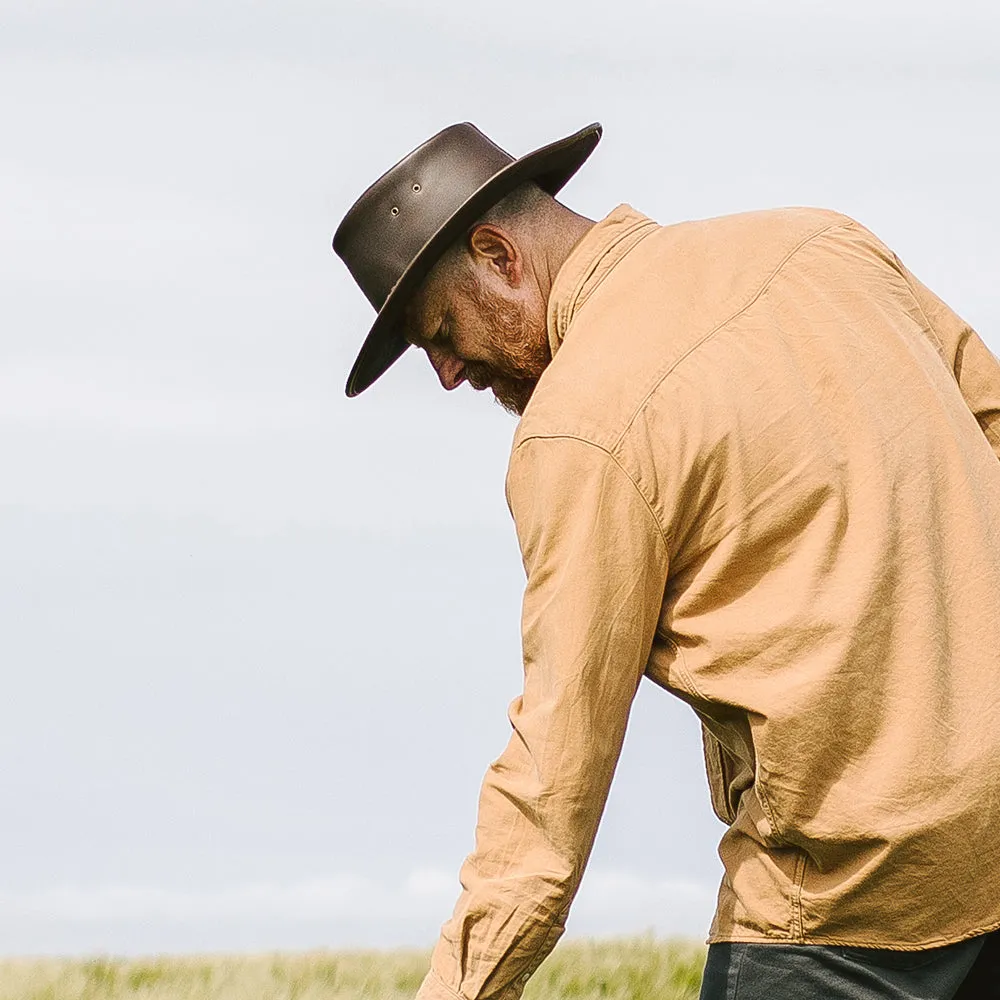 Crushable Leather Outback Hat - Brown