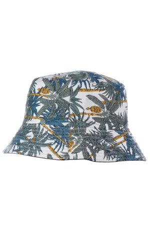 JH861 Reversible Leaves Print Cotton Bucket Hat
