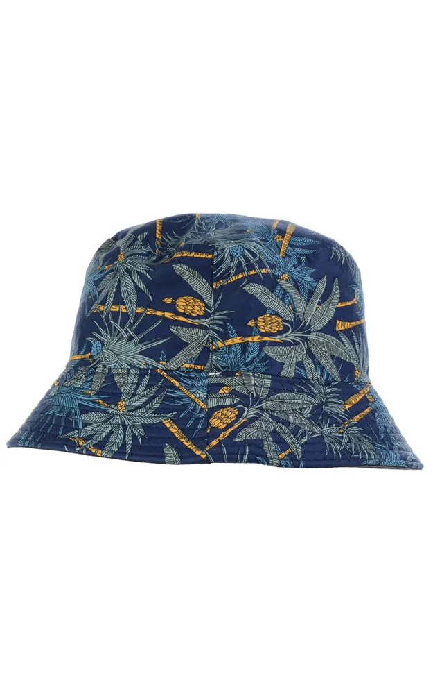 JH861 Reversible Leaves Print Cotton Bucket Hat