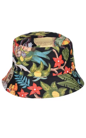 JH879 Reversible Wild Flower Print Cotton Bucket Hat