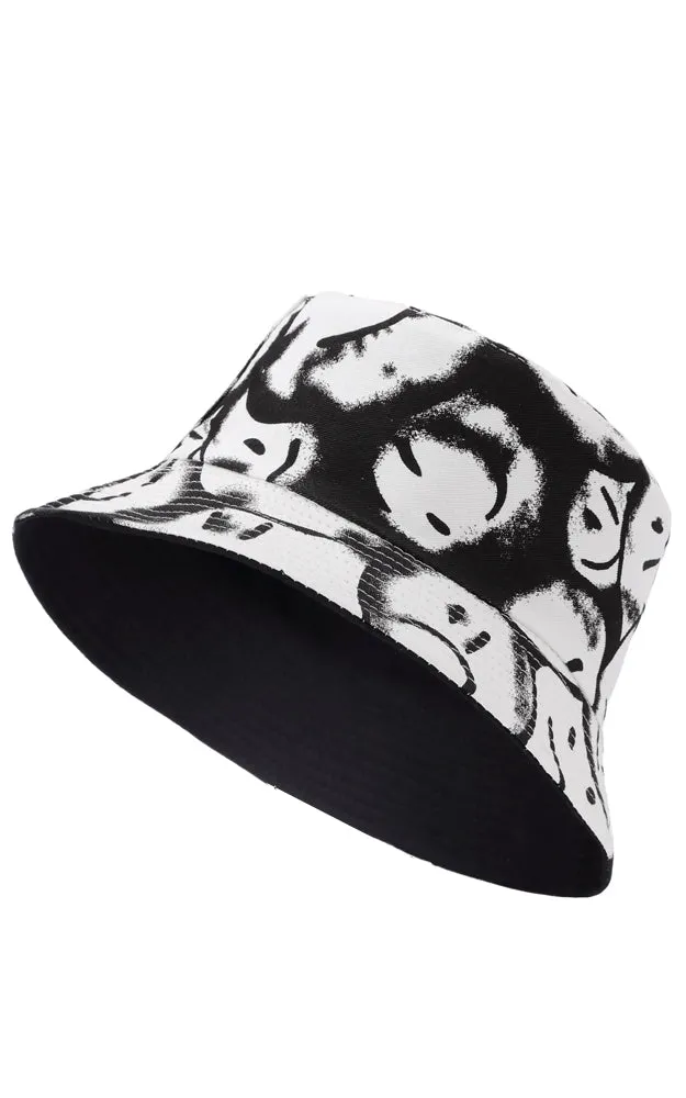 JH882 Reversible Smile Print Cotton Bucket Hat
