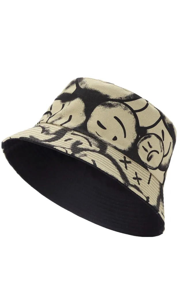 JH882 Reversible Smile Print Cotton Bucket Hat