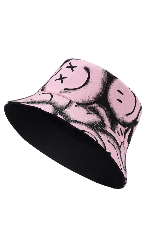 JH882 Reversible Smile Print Cotton Bucket Hat