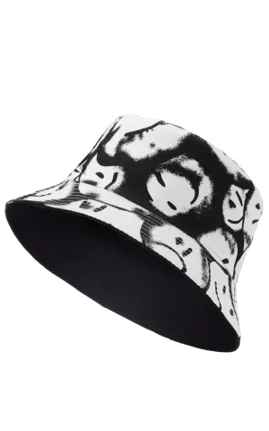 JH882 Reversible Smile Print Cotton Bucket Hat