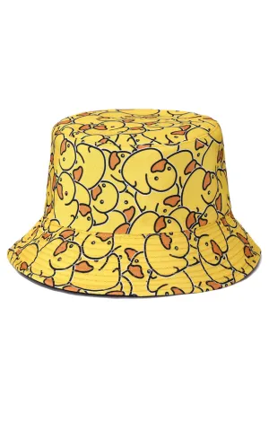 JH888 Reversible Yellow Duck Print Cotton Bucket Hat