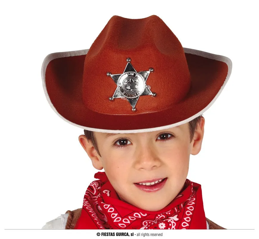 Kids Felt Sheriff's Brown Hat Wild Western Cowboy Fancy Dress Accessory