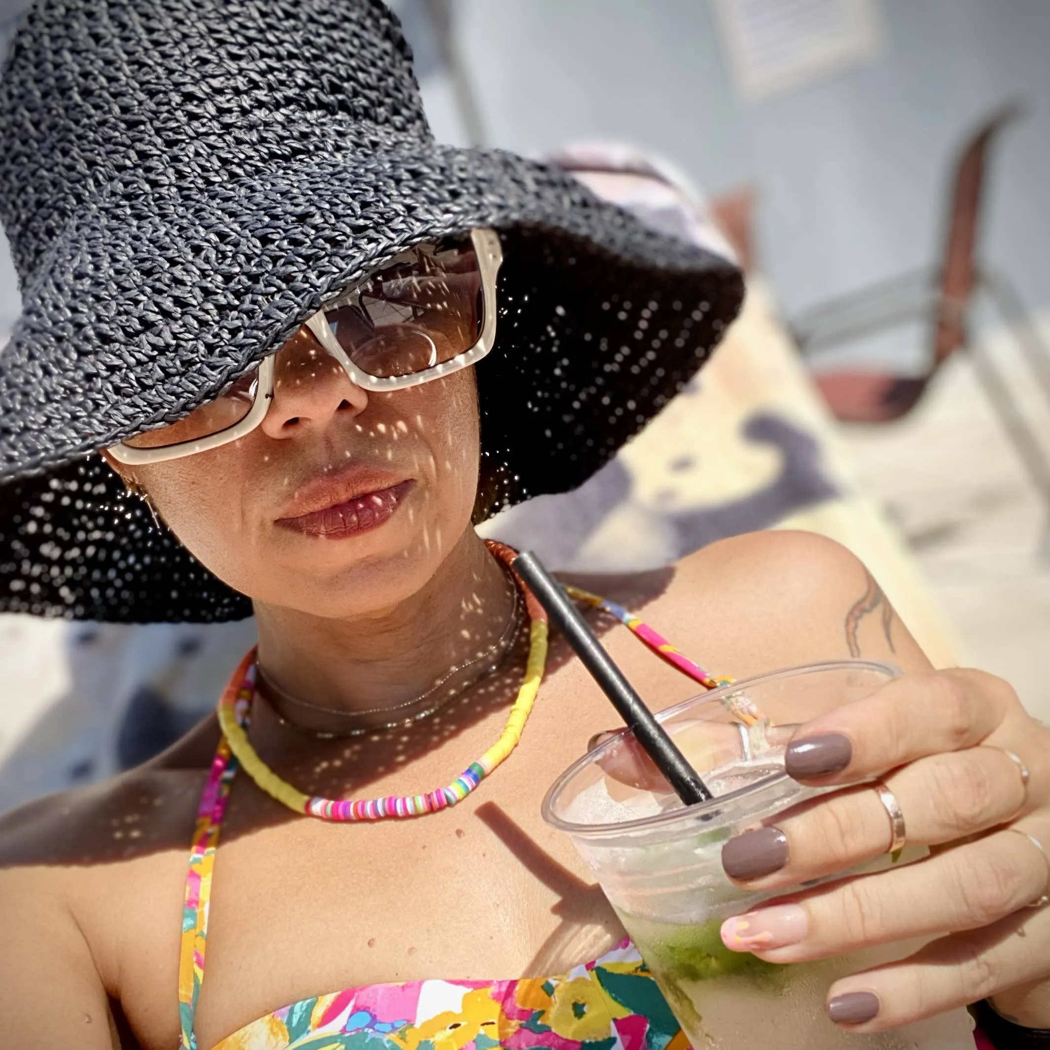 Rainbow Unicorn Birthday Surprise - Capri Straw Sun Hat: Tan