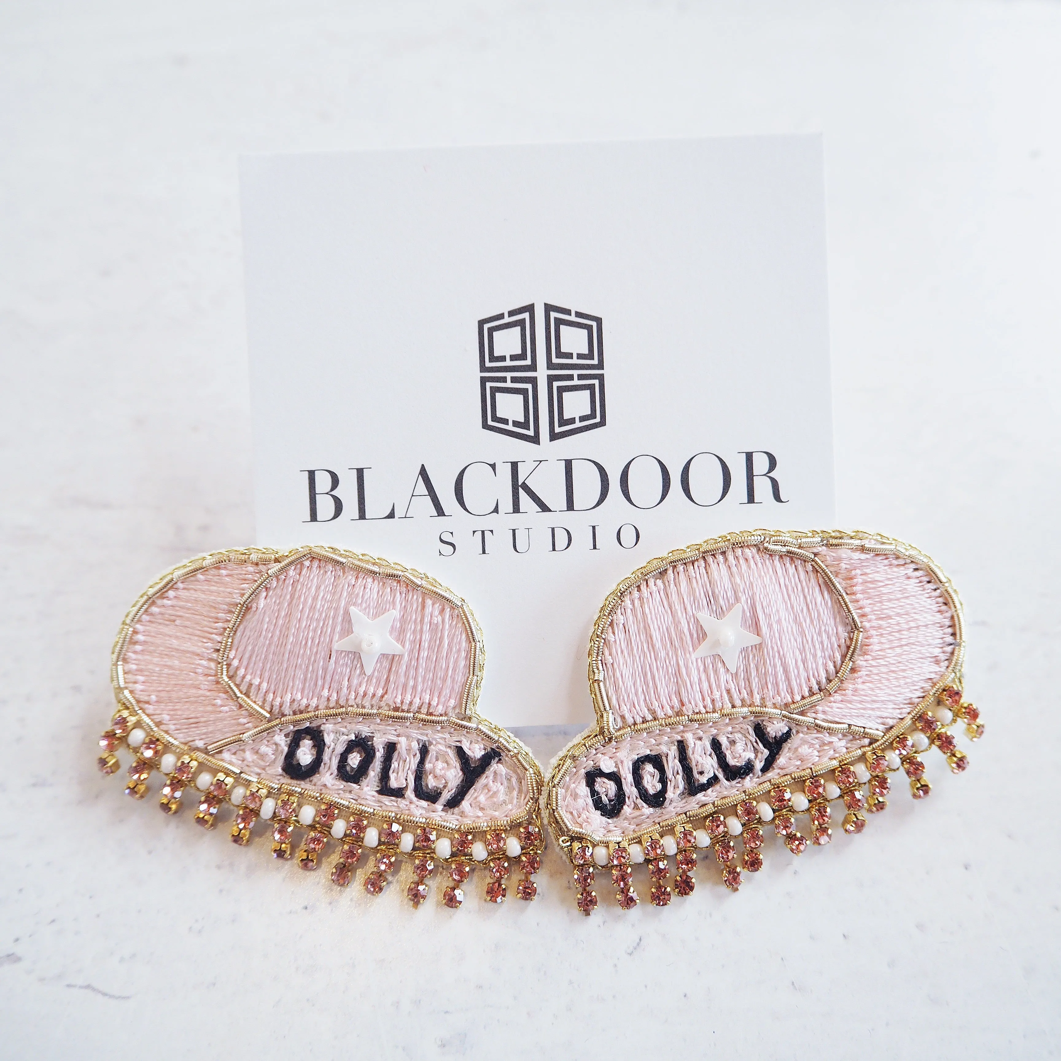 Rhinestone Dolly Cowboy Hat Earrings