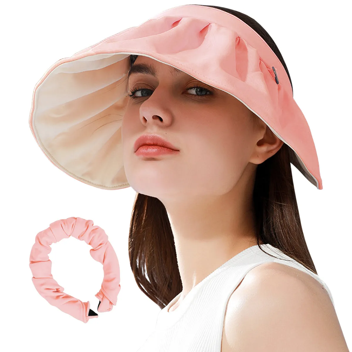 Sidiou Group Anniou 2 in 1 Anti UV Sun Hats Headbands Womens Sun Visor Cap UPF50  Summer Foldable Headband Flexible Quick Dry Portable Wide Brim Caps
