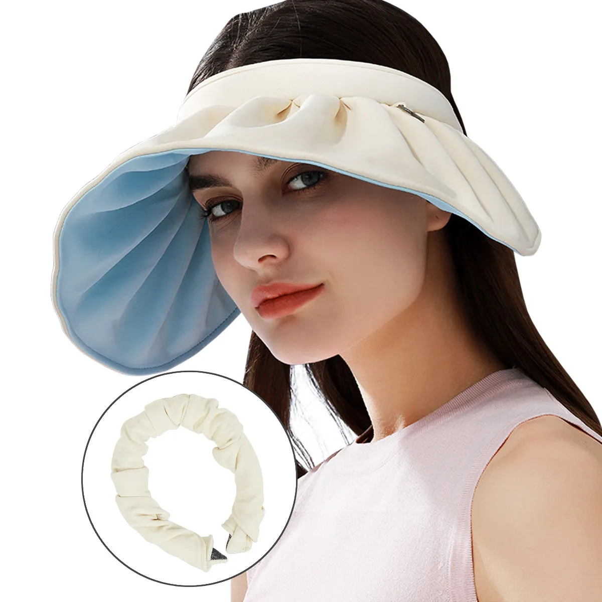 Sidiou Group Anniou 2 in 1 Anti UV Sun Hats Headbands Womens Sun Visor Cap UPF50  Summer Foldable Headband Flexible Quick Dry Portable Wide Brim Caps