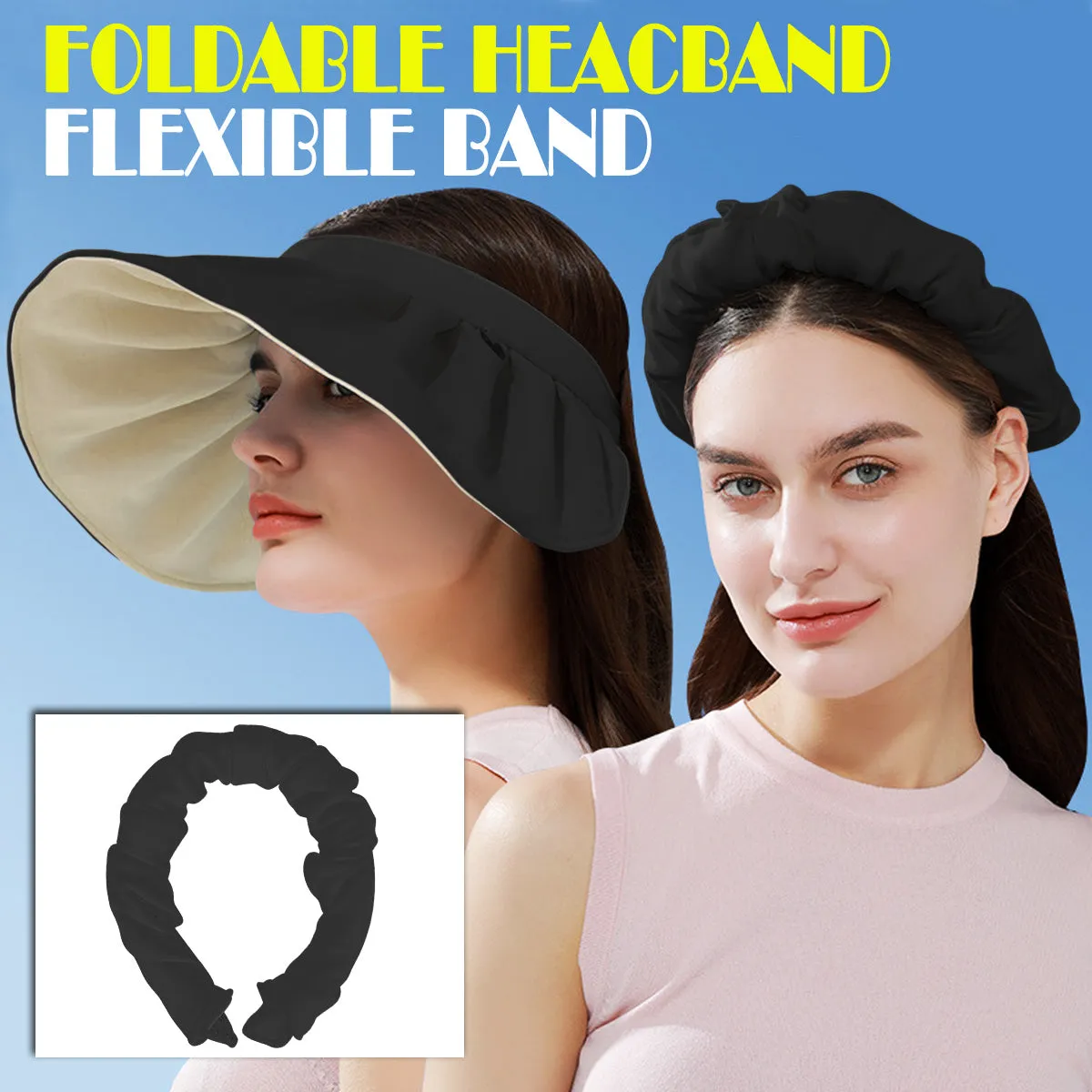 Sidiou Group Anniou 2 in 1 Anti UV Sun Hats Headbands Womens Sun Visor Cap UPF50  Summer Foldable Headband Flexible Quick Dry Portable Wide Brim Caps