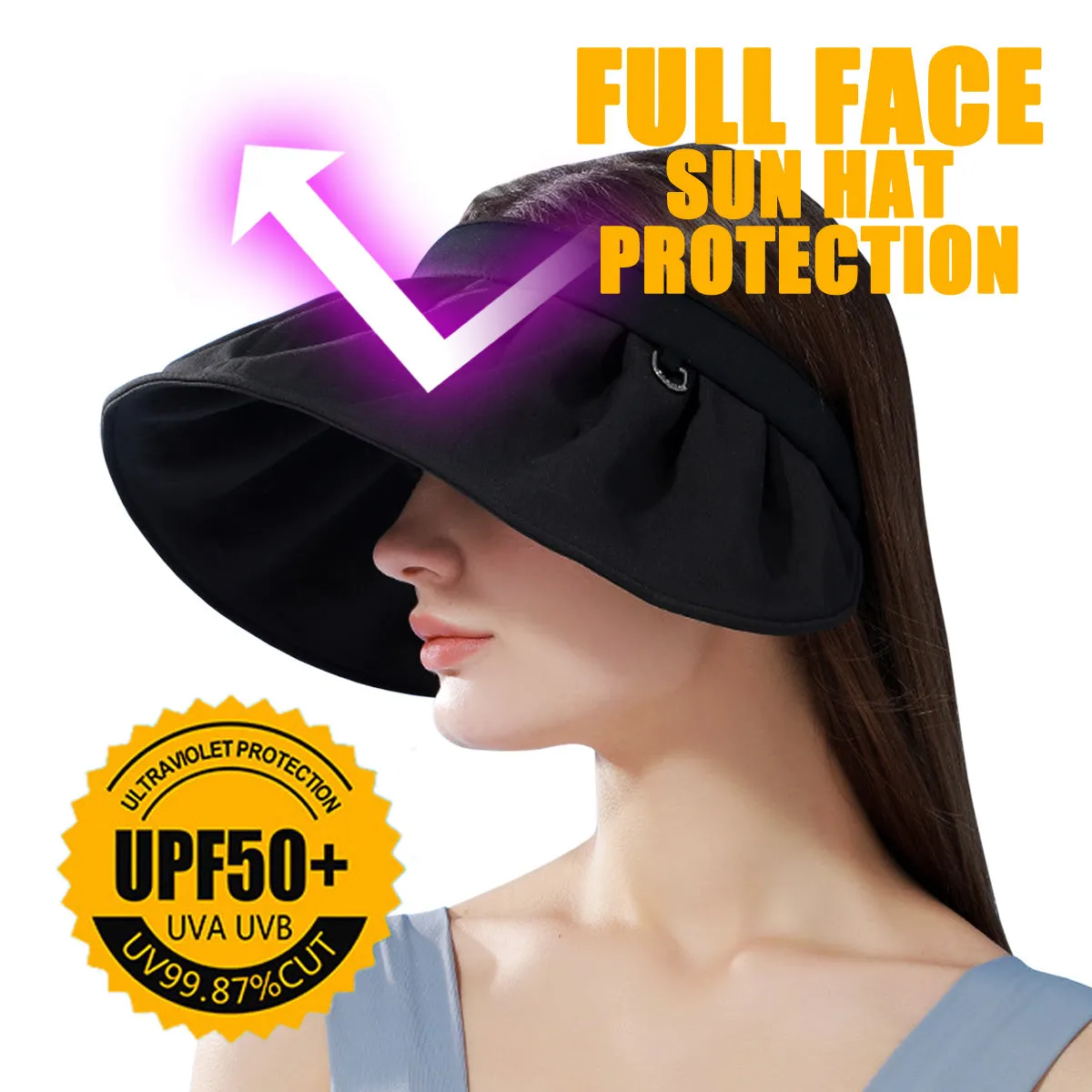 Sidiou Group Anniou 2 in 1 Anti UV Sun Hats Headbands Womens Sun Visor Cap UPF50  Summer Foldable Headband Flexible Quick Dry Portable Wide Brim Caps