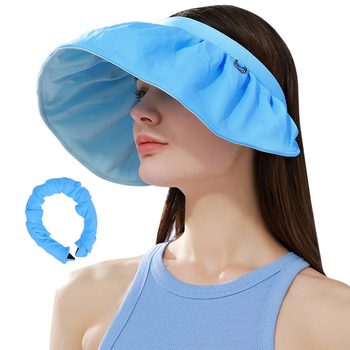 Sidiou Group Anniou 2 in 1 Anti UV Sun Hats Headbands Womens Sun Visor Cap UPF50  Summer Foldable Headband Flexible Quick Dry Portable Wide Brim Caps