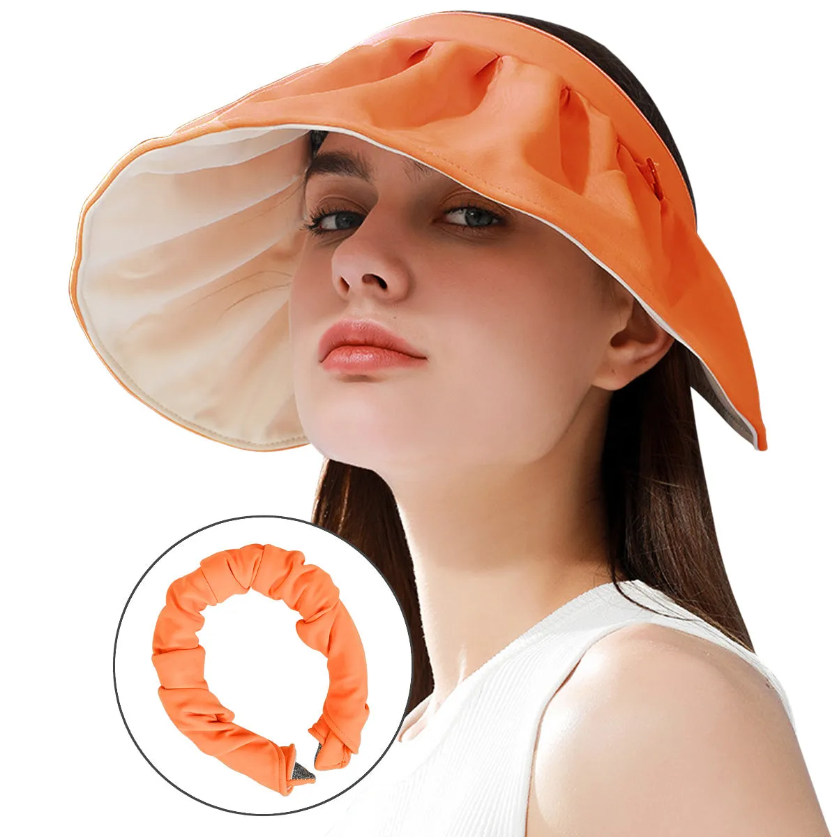 Sidiou Group Anniou 2 in 1 Anti UV Sun Hats Headbands Womens Sun Visor Cap UPF50  Summer Foldable Headband Flexible Quick Dry Portable Wide Brim Caps