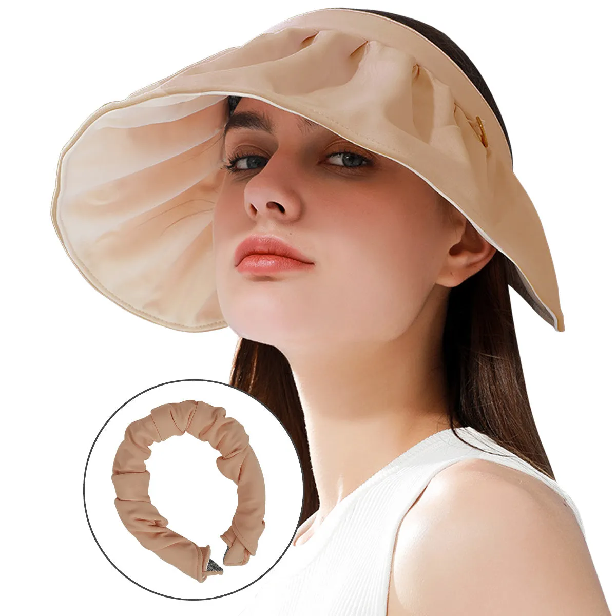 Sidiou Group Anniou 2 in 1 Anti UV Sun Hats Headbands Womens Sun Visor Cap UPF50  Summer Foldable Headband Flexible Quick Dry Portable Wide Brim Caps