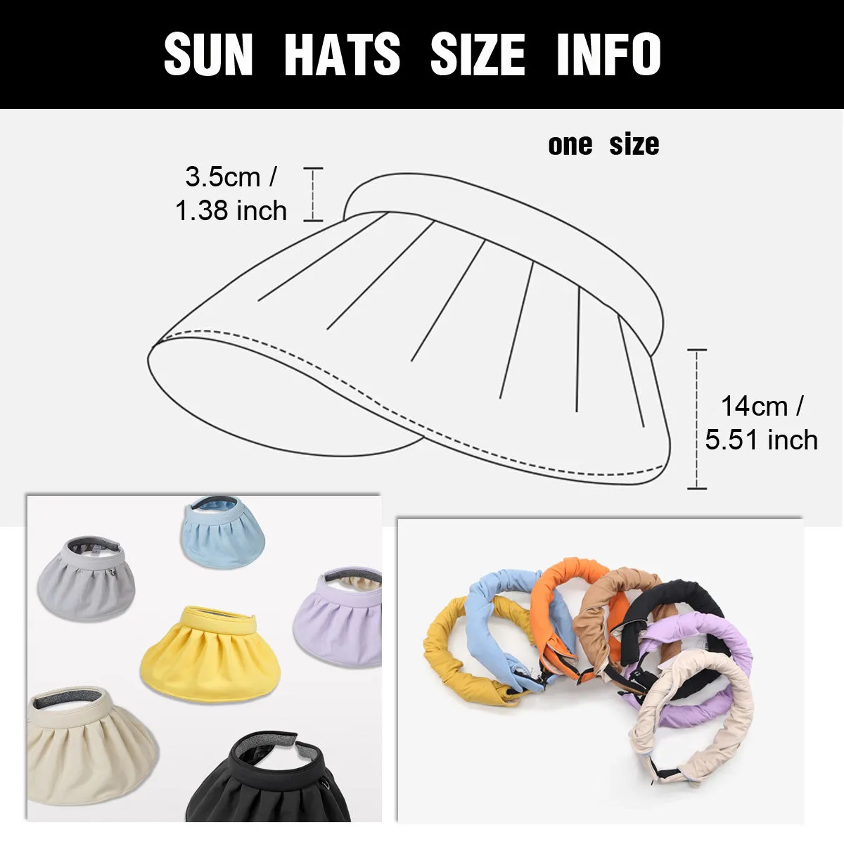 Sidiou Group Anniou 2 in 1 Anti UV Sun Hats Headbands Womens Sun Visor Cap UPF50  Summer Foldable Headband Flexible Quick Dry Portable Wide Brim Caps