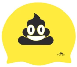 Swimming Cap - Suede Silicone Adult - Happy Poo (Yellow)