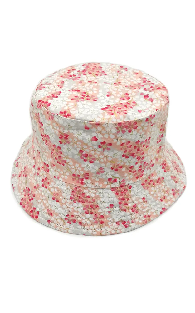 WHU210095PEA Reversible Cherry Blossom Print Cotton Bucket Hat