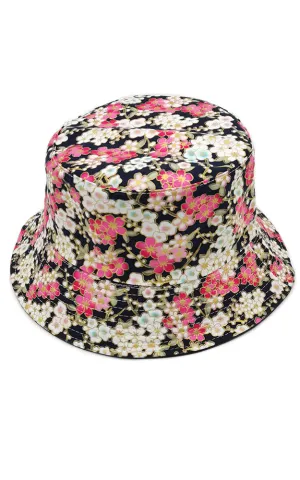 WHU210097RED Reversible Cherry Blossom Print Cotton Bucket Hat