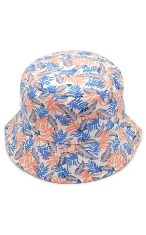 WHU210100 Reversible Tropical Leaf Print Cotton Bucket Hat