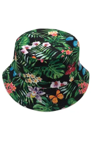 WHU210116 Reversible Tropical Print Cotton Bucket Hat