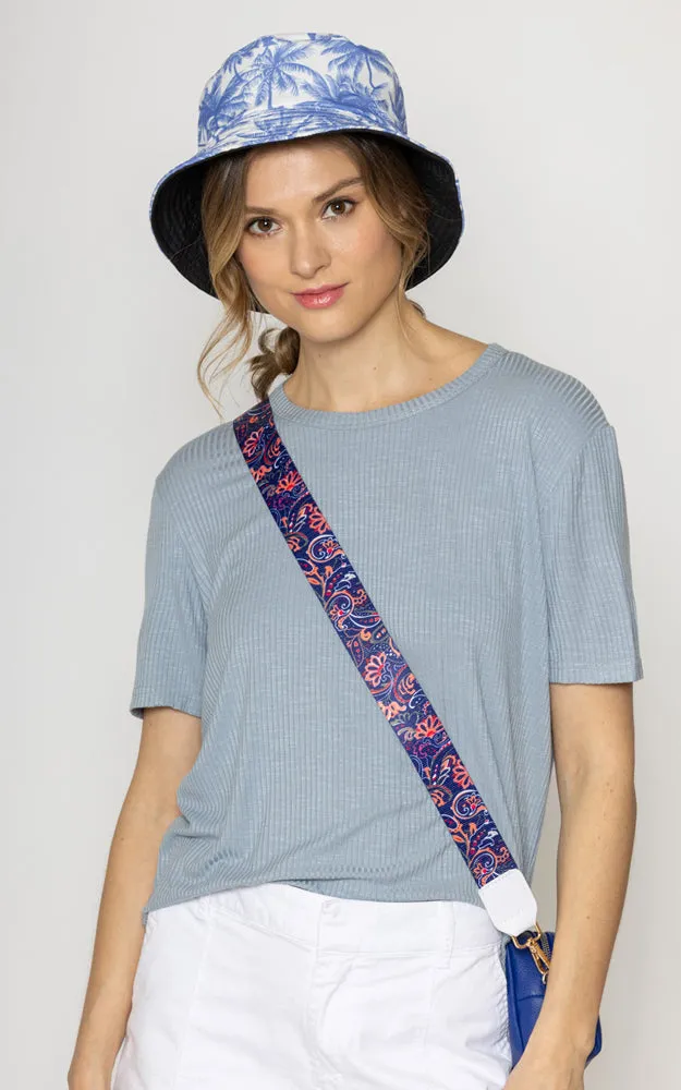 WHU210156 Reversible Palm Tree Print Cotton Bucket Hat